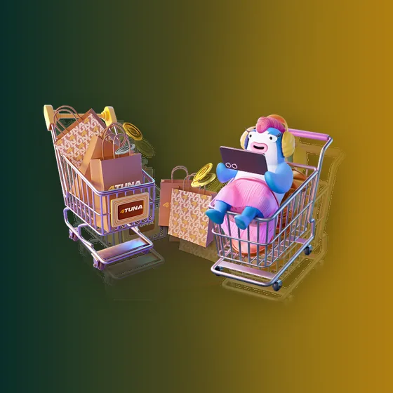 Decorative 4Tuna Account journey and cashier clarity character artwork